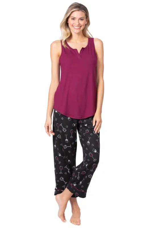 Wine Down Tank Capri Pajamas sold by Pajamagram