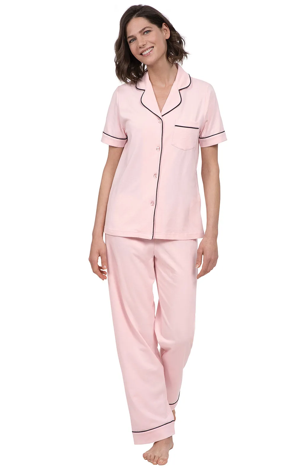 Solid Jersey Short-Sleeve Button-Front Pajamas sold by Pajamagram product image thumbnail 2
