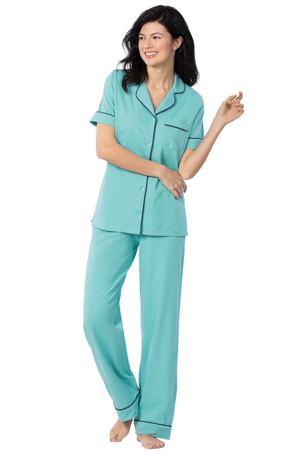 Solid Jersey Short-Sleeve Button-Front Pajamas sold by Pajamagram product image thumbnail 4