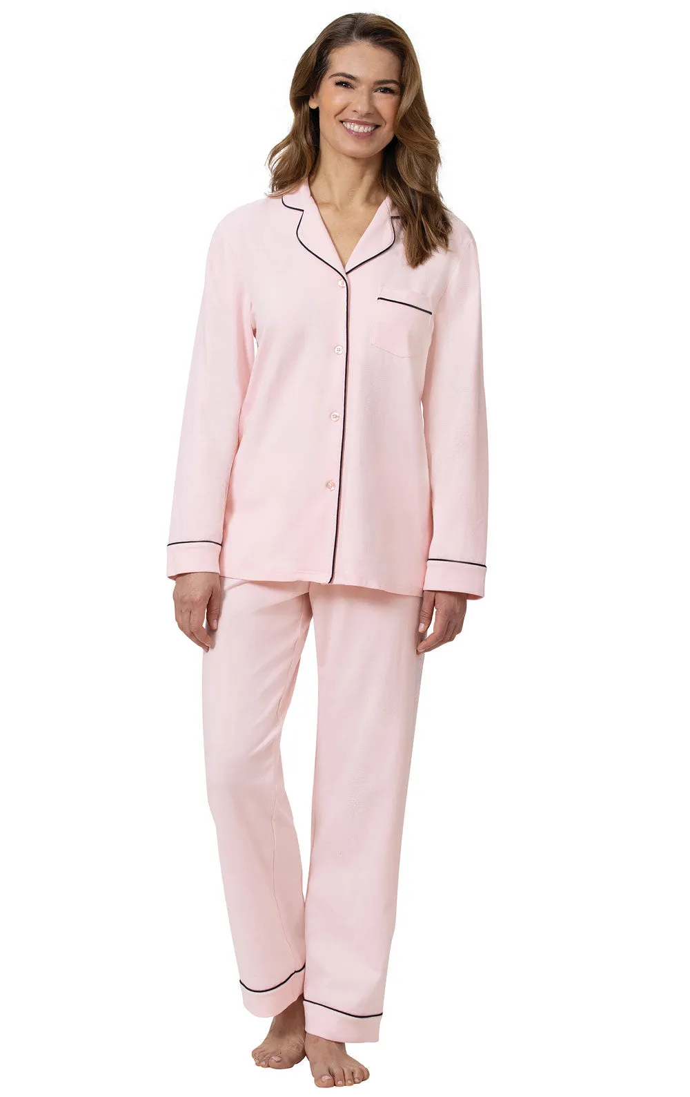 Solid Jersey Button-Front Pajamas sold by Pajamagram
