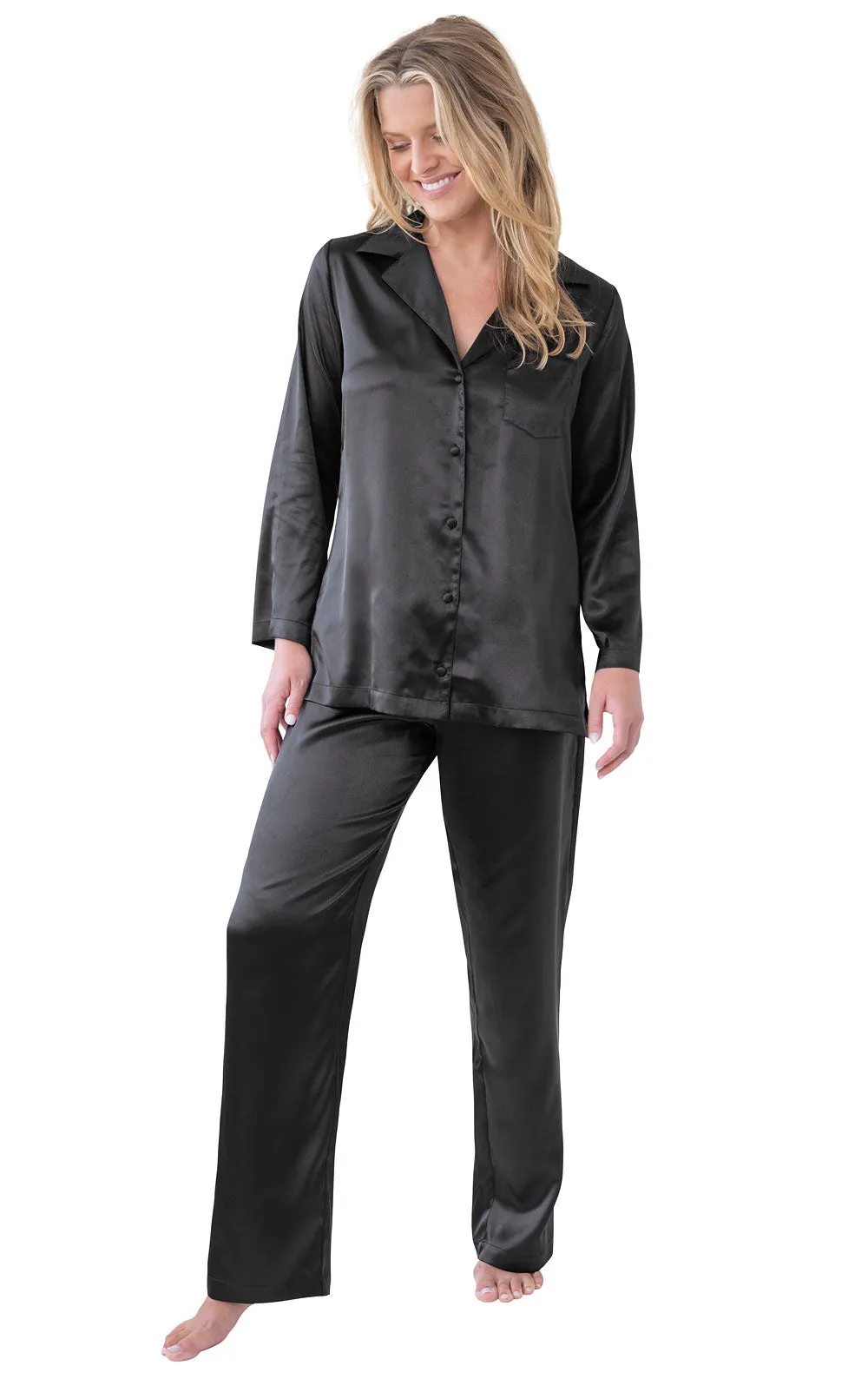 Smooth Seduction Satin Button-Front Pajamas sold by Pajamagram product image thumbnail 3