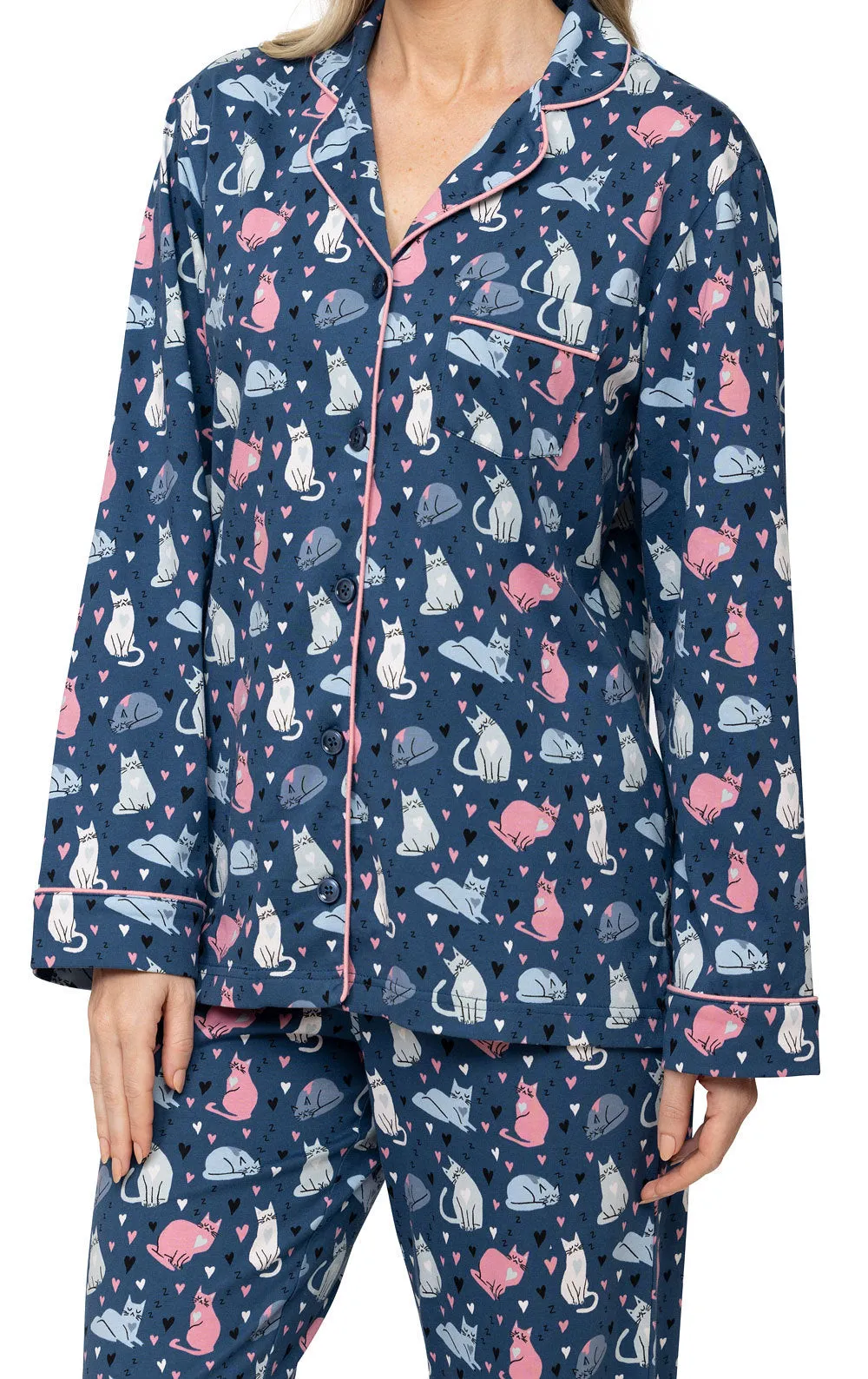 Navy Cat Button-Front Pajamas sold by Pajamagram product image thumbnail 4