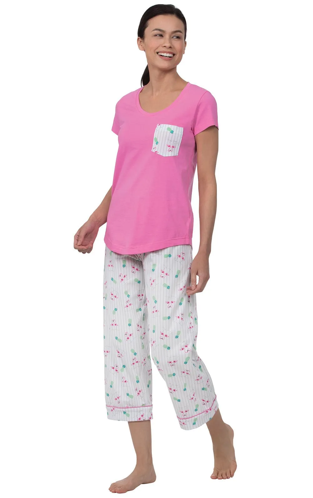 Flamingo Stripe Capri Pajamas - Final Sale sold by Pajamagram