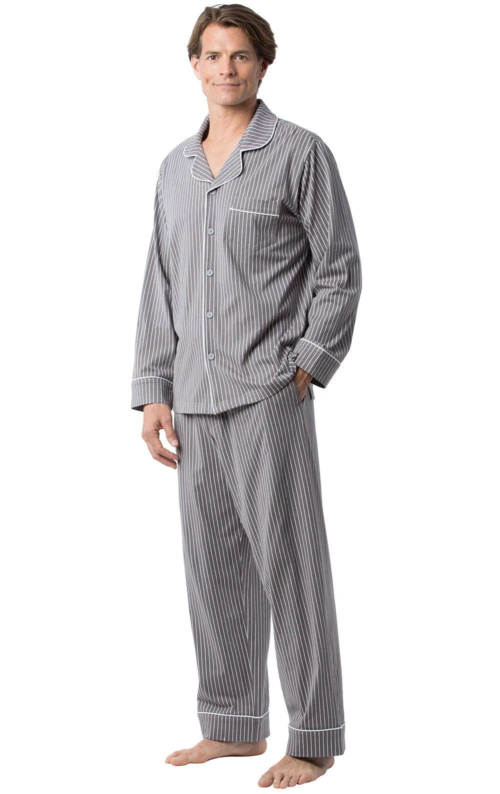 Classic Stripe Button-Front Men's Pajamas sold by Pajamagram