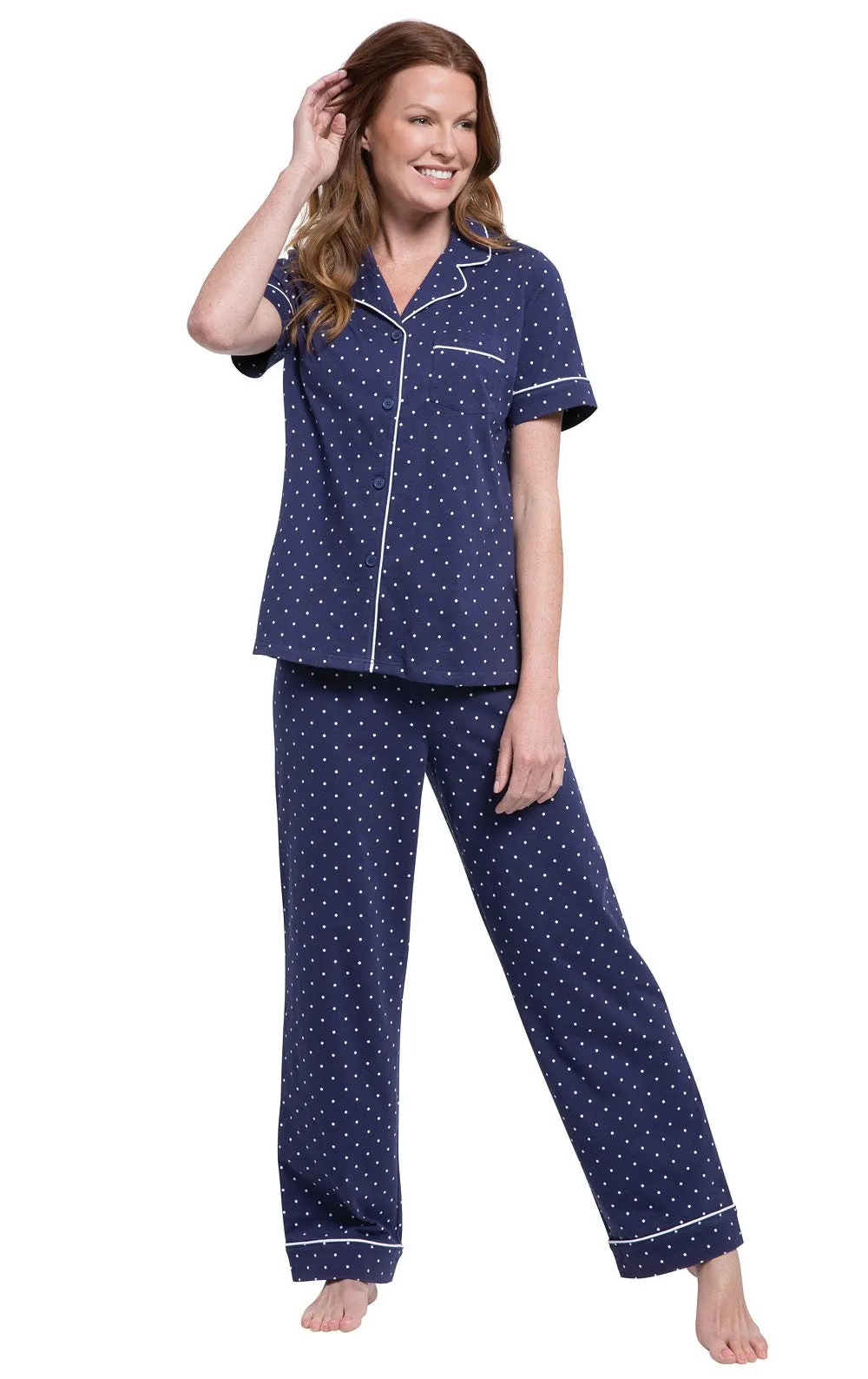 Classic Polka-Dot Short Sleeve Button-Front Pajamas sold by Pajamagram