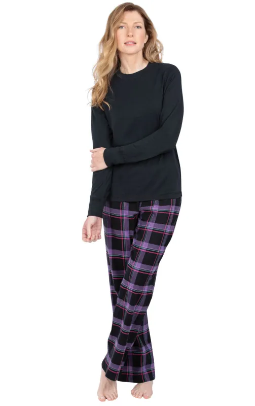 Bright Plaid Jersey-Top Flannel Pajamas sold by Pajamagram