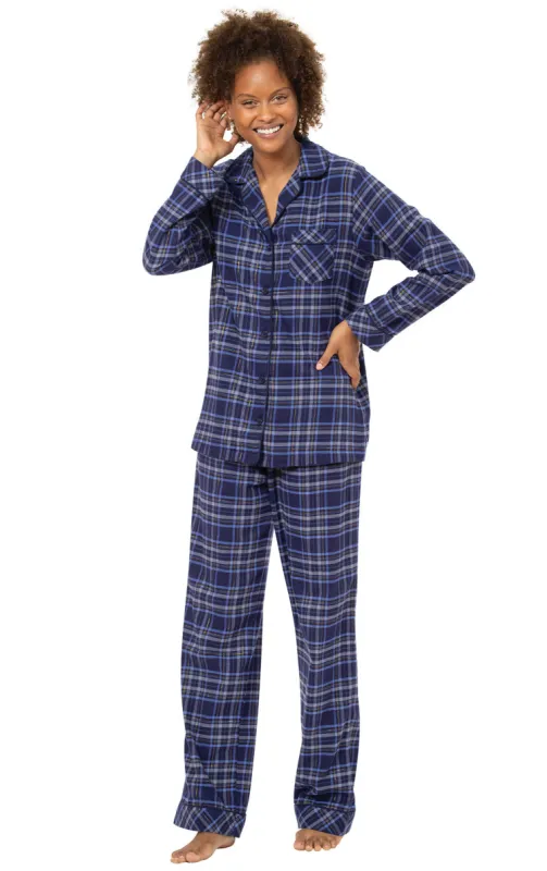 Glitzy Plaid Button-Front Pajamas - Navy - Final Sale sold by Pajamagram
