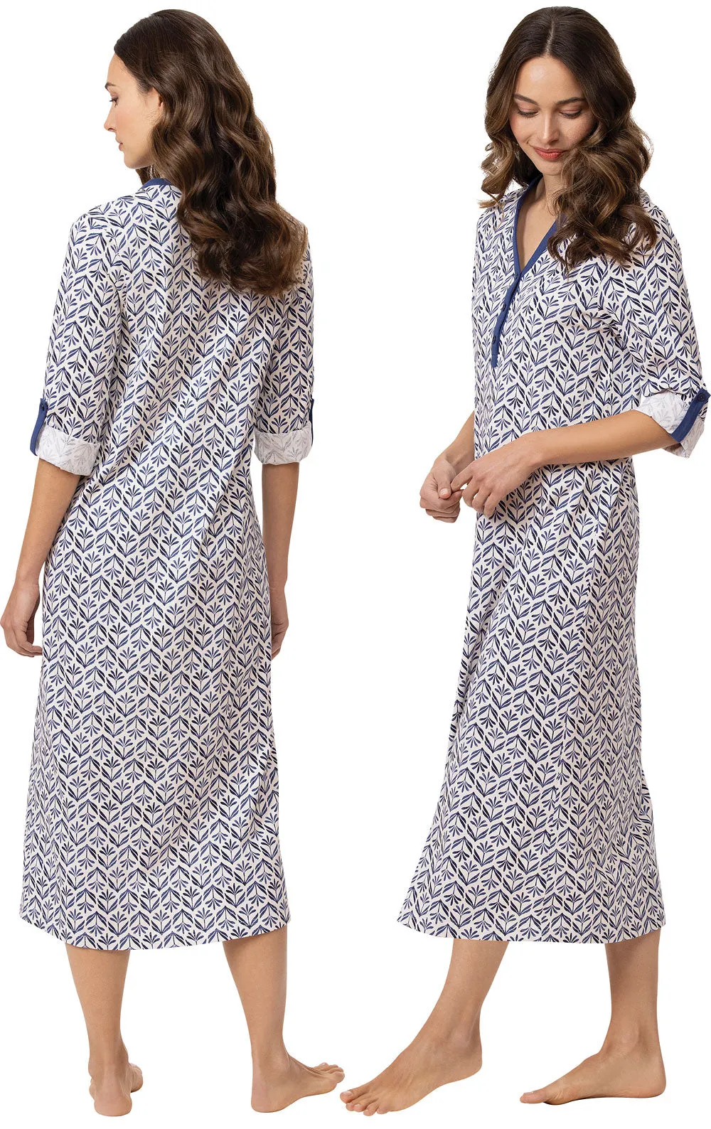 Printed Jersey Convertible Sleeve Nightgown - Blue Block -Final Sale sold by Pajamagram product image thumbnail 2