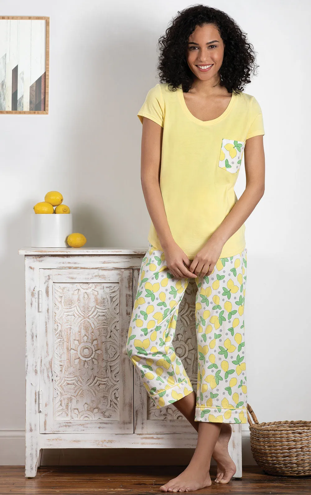 Lemon Pocket Tee Capri Pajamas - Final Sale sold by Pajamagram product image thumbnail 2