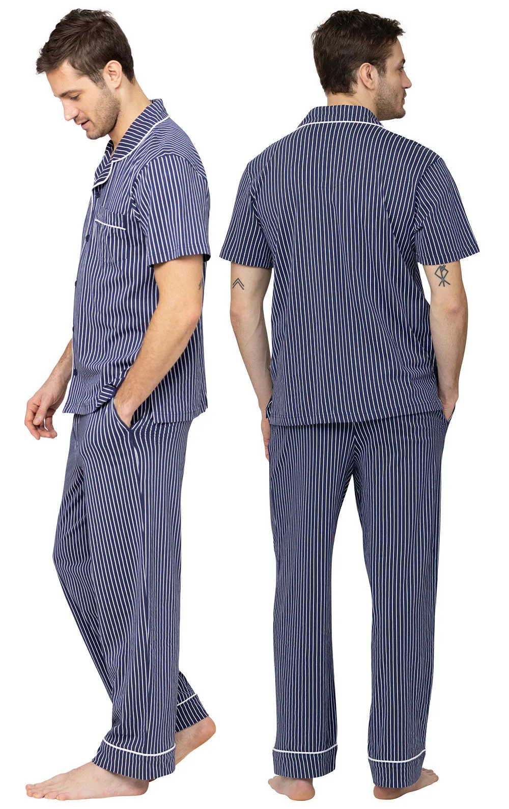 Stripe Short-Sleeve Button-Front Men's Pajamas - Final Sale sold by Pajamagram product image thumbnail 3