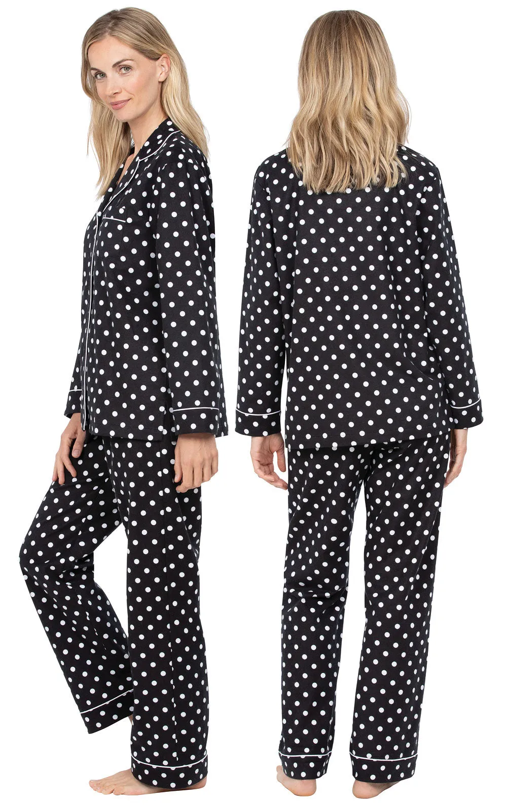 Holi-Dot Button-Front Flannel Pajamas - Black - Final Sale sold by Pajamagram product image thumbnail 3