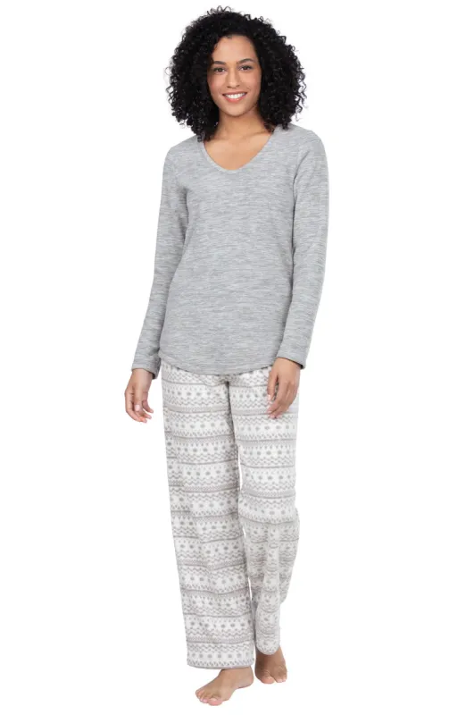 Lightweight Fleece Pullover Pajamas - Gray Fair Isle - Final Sale sold by Pajamagram