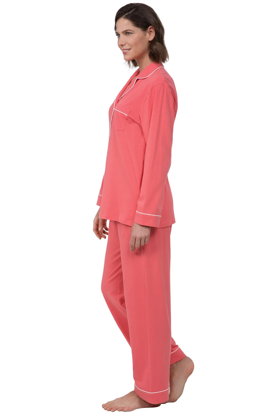 Solid Jersey Boyfriend Pajamas - Coral - Final Sale sold by Pajamagram product image thumbnail 2