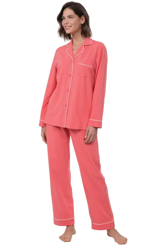 Solid Jersey Boyfriend Pajamas - Coral - Final Sale sold by Pajamagram