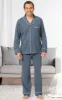 Solid Jersey Button-Front Men's Pajamas - Slate Blue - Final Sale sold by Pajamagram