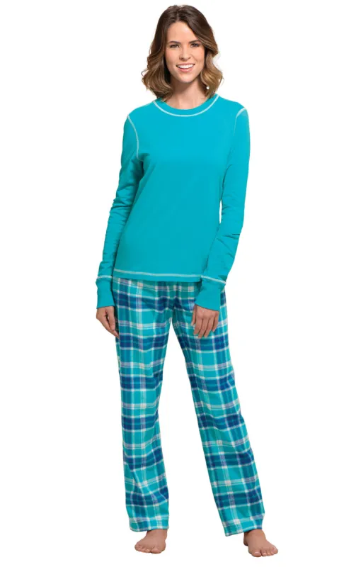 Bright Plaid Soft French Terry & Flannel Pajamas - Final Sale sold by Pajamagram