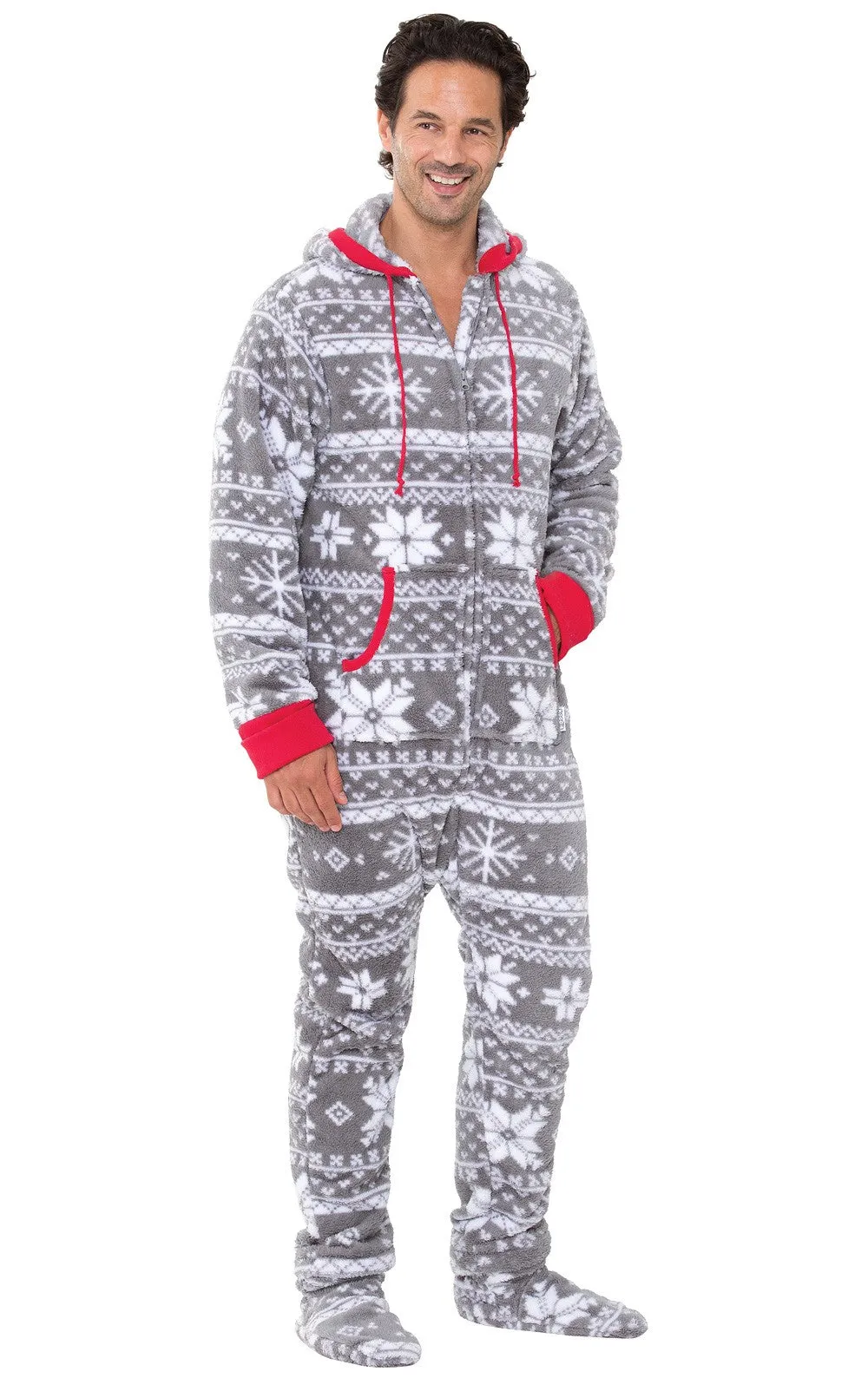 Nordic Fleece Hoodie-Footie Onesie Men's Pajamas - Family Set sold by Pajamagram