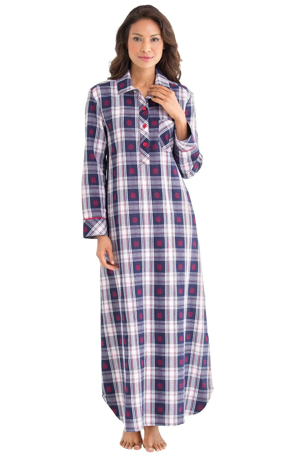 Snowfall Plaid Flannel Nightgown sold by Pajamagram