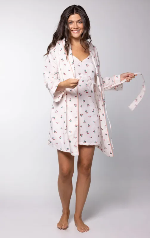 Rested Cotton Short Robe – Strawberry Cream sold by Pajamagram