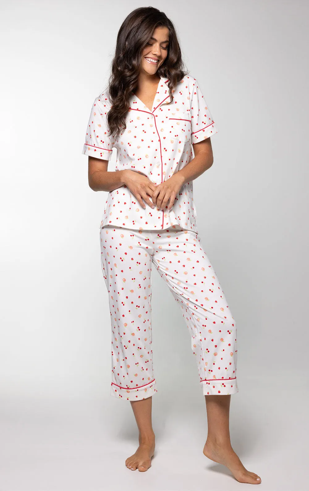 Ditsy Fruit Button-Front Capri Pajamas sold by Pajamagram product image thumbnail 4