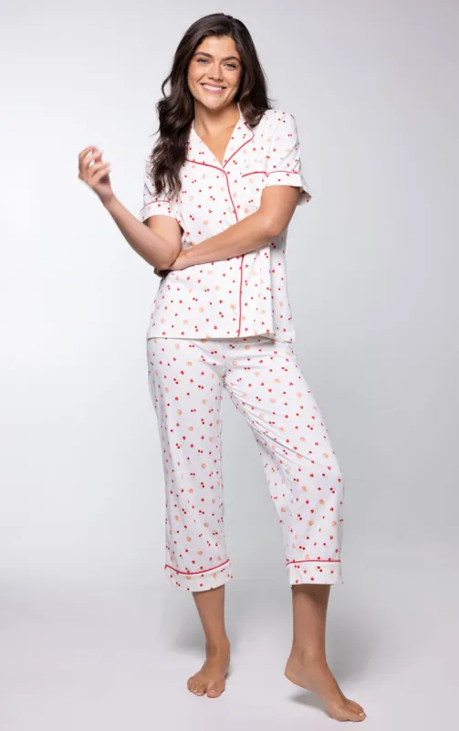 Ditsy Fruit Button-Front Capri Pajamas sold by Pajamagram