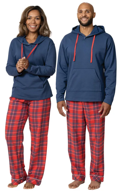 Americana Plaid Hoodie Matching Couples Pajamas sold by Pajamagram