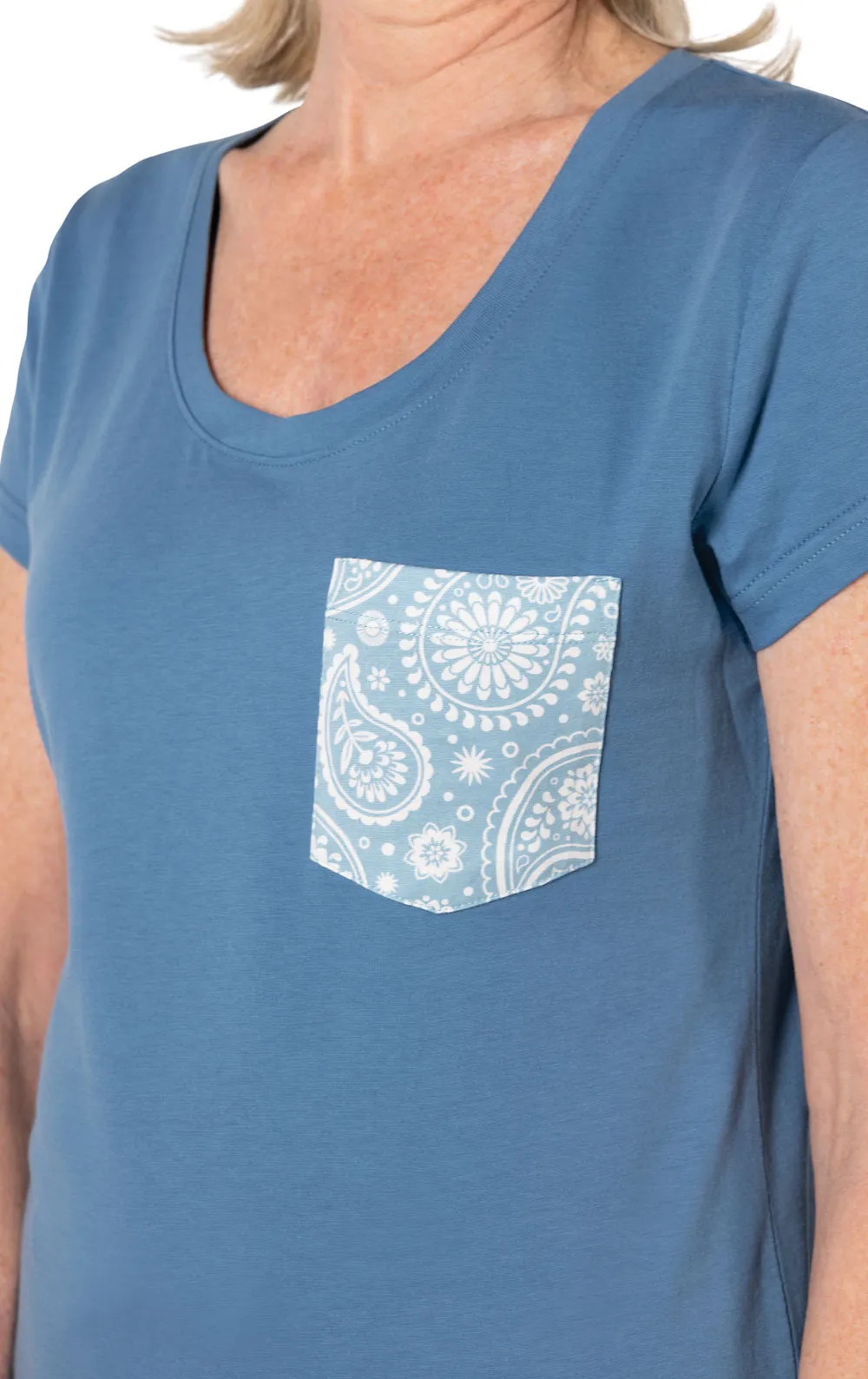 Blue Paisley Pocket Tee Capri Pajamas sold by Pajamagram product image thumbnail 3