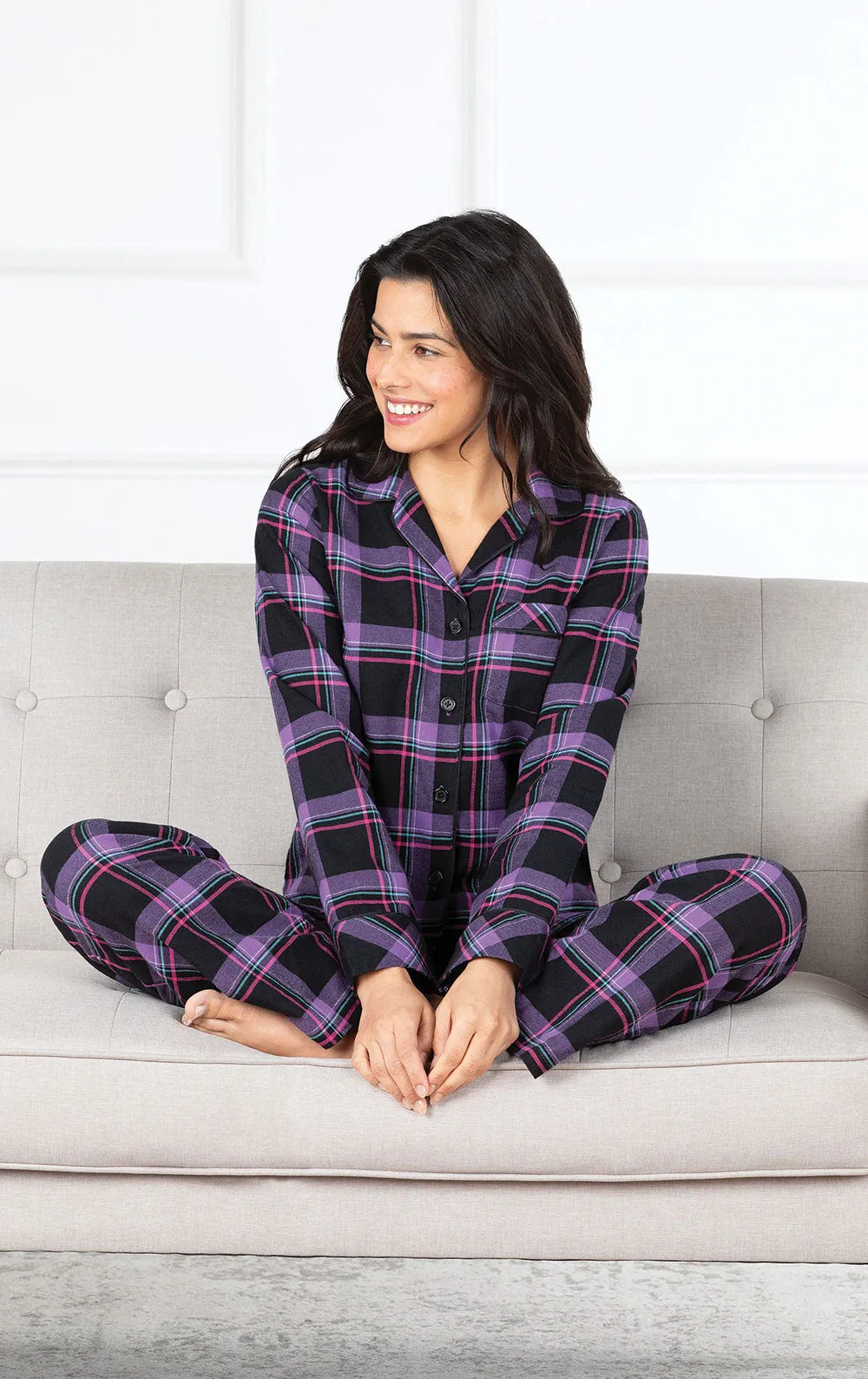 Bright Plaid Flannel Button-Front Pajamas sold by Pajamagram product image thumbnail 2
