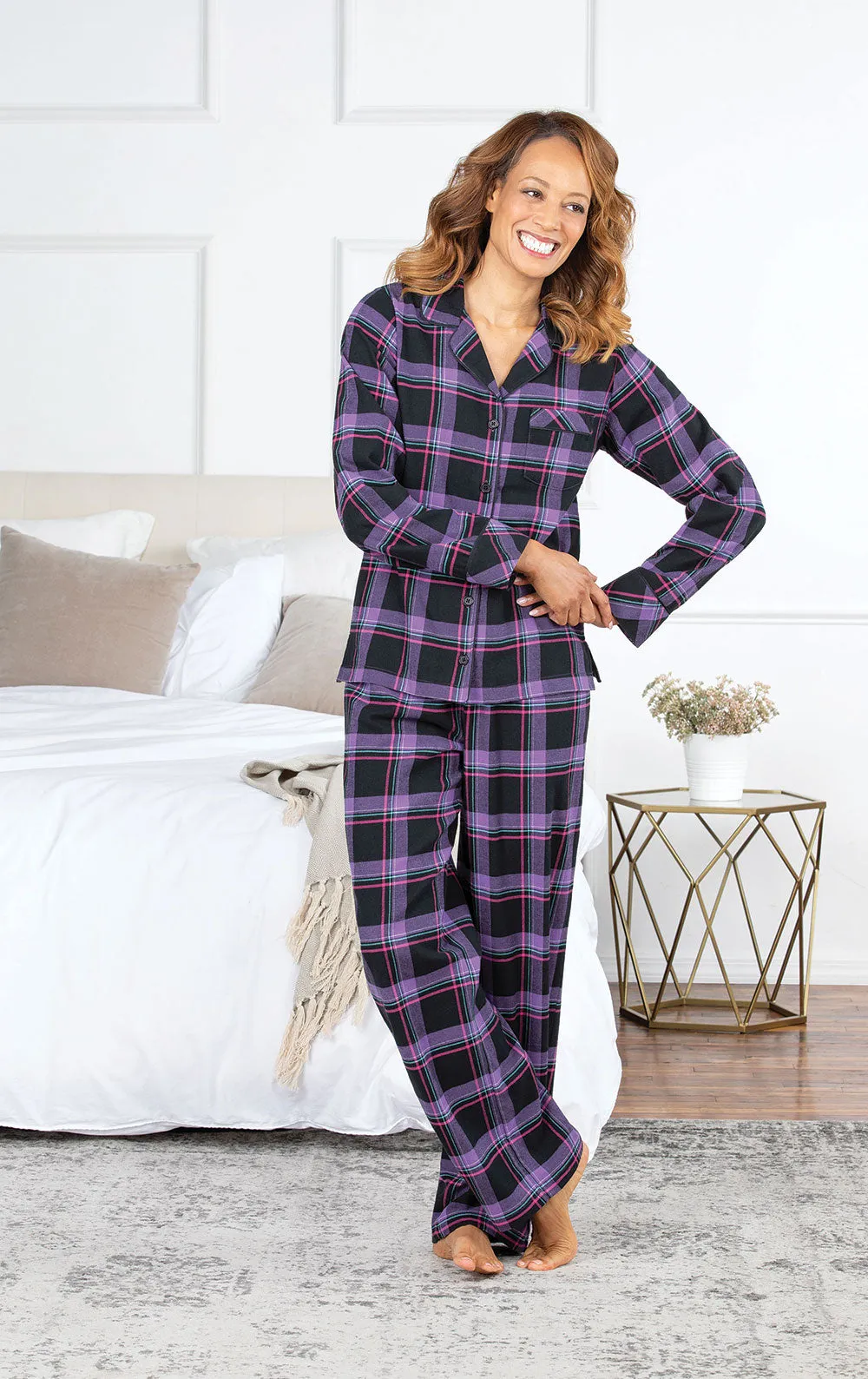 Bright Plaid Flannel Button-Front Pajamas sold by Pajamagram product image thumbnail 3