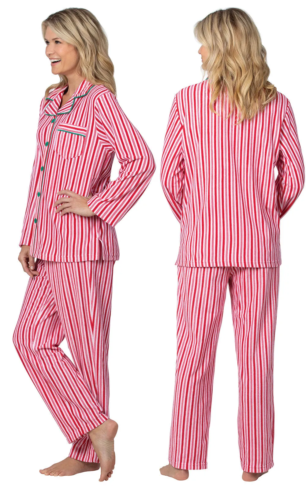 Candy Cane Fleece Button-Front Pajamas - Family Set sold by Pajamagram product image thumbnail 4