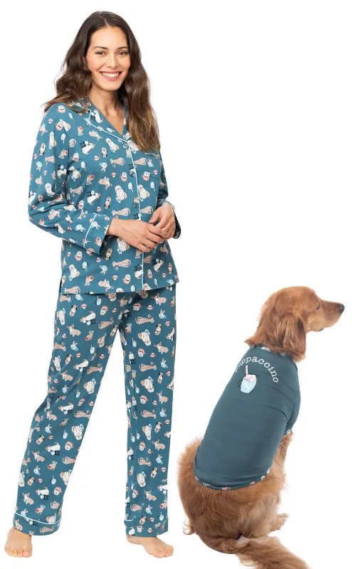 Coffee Dogs Matching Pet & Owner Pajamas sold by Pajamagram
