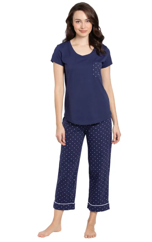 Classic Polka-Dot Pocket Tee Capri Pajamas sold by Pajamagram
