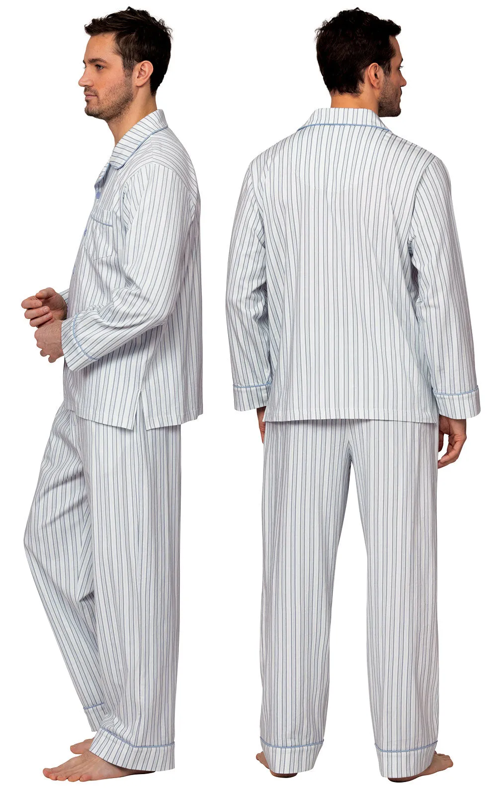 Classic Stripe Button-Front Men's Pajamas - Light Blue - Final Sale sold by Pajamagram product image thumbnail 3
