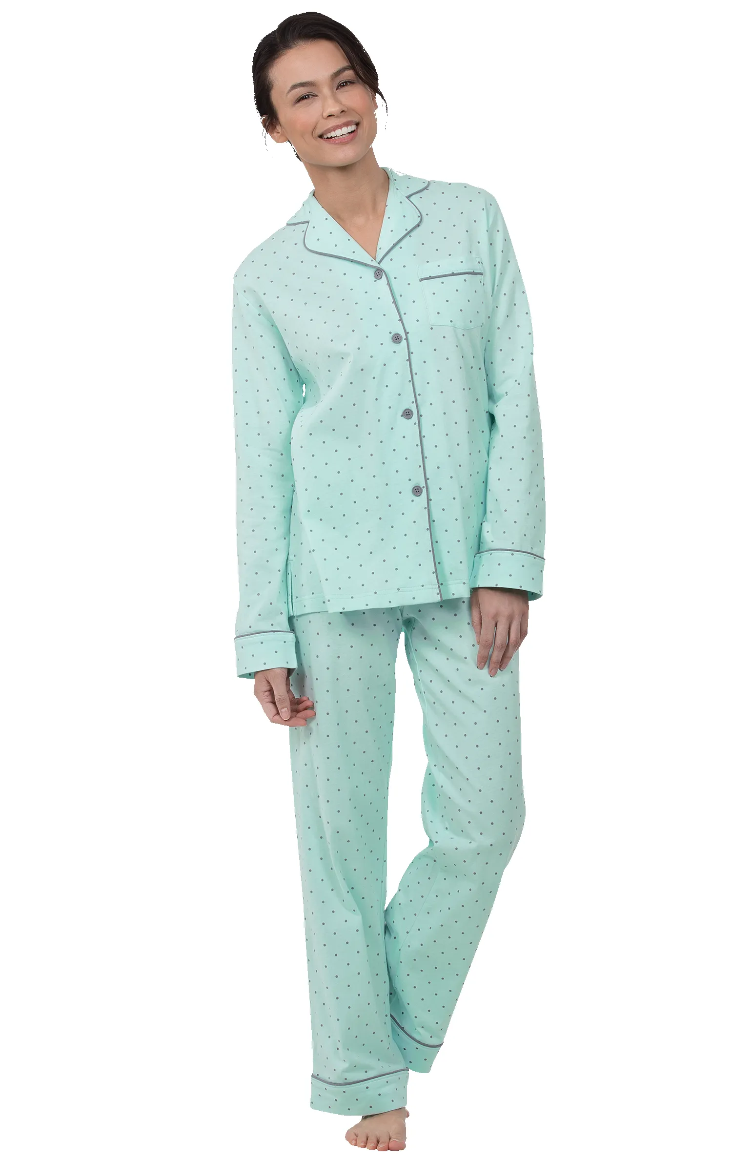 Classic Polka-Dot Button-Front Pajamas sold by Pajamagram