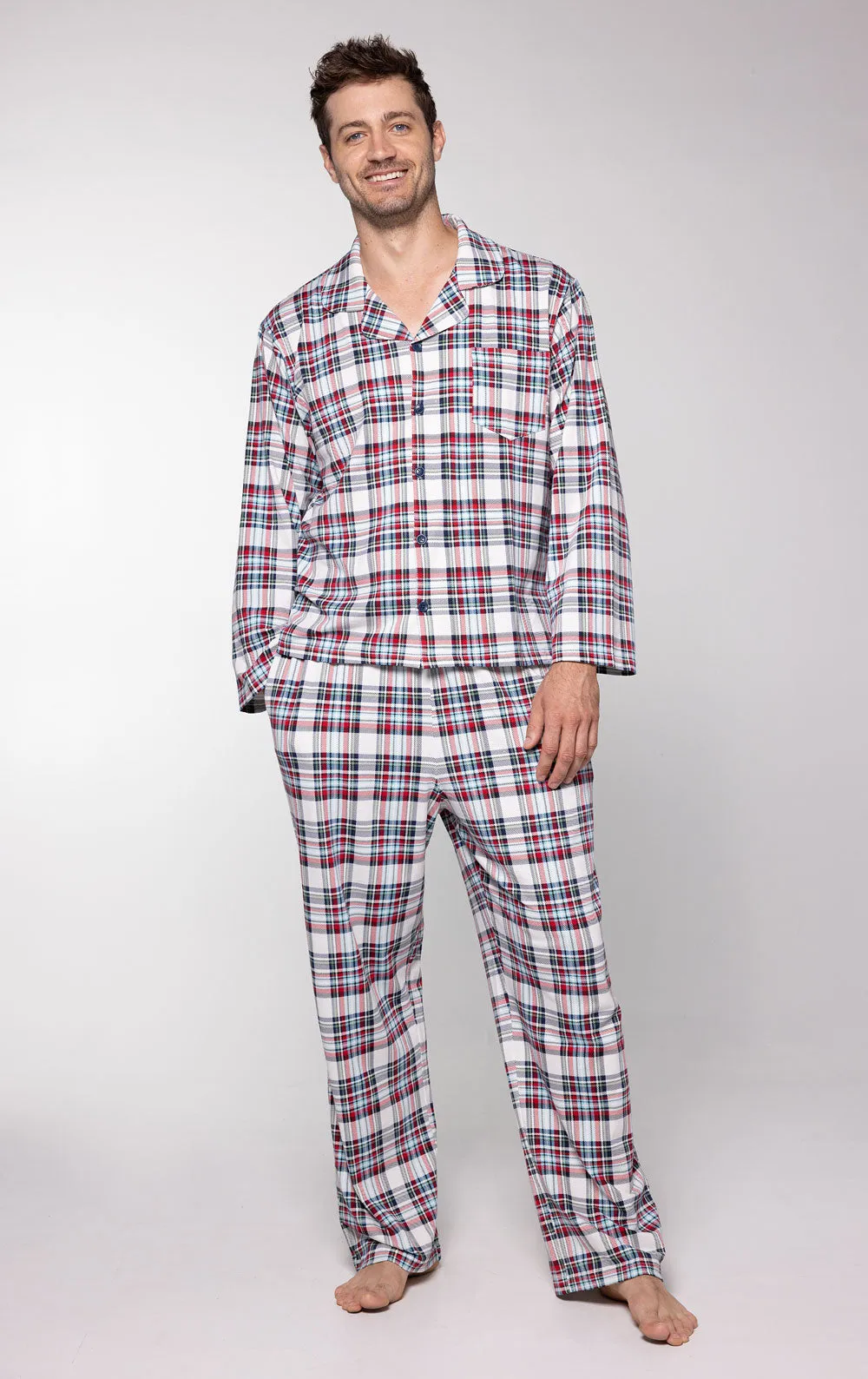 Hibernation Plaid Button-Front Men's Pajamas sold by Pajamagram