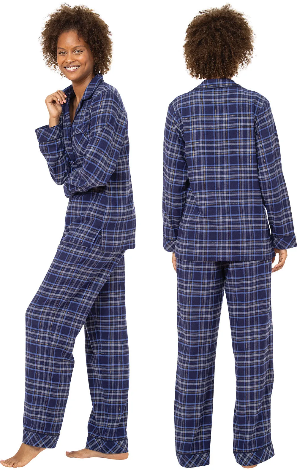 Glitzy Plaid Button-Front Pajamas - Navy - Final Sale sold by Pajamagram product image thumbnail 2