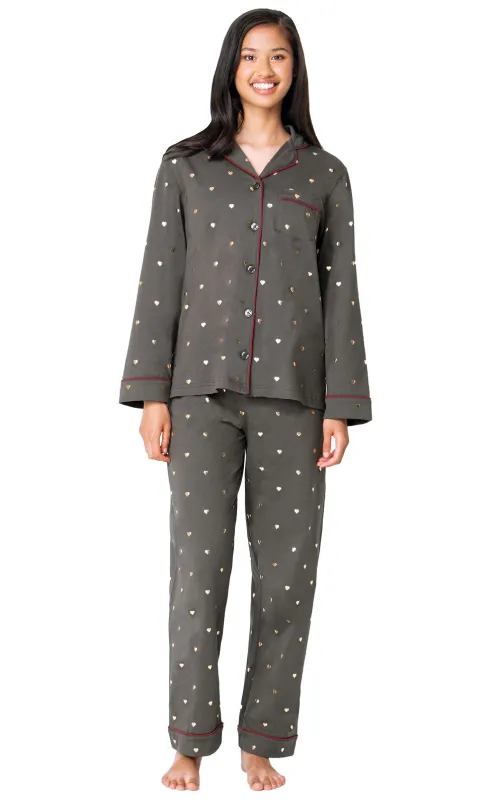 Heart of Gold Button-Front Pajamas sold by Pajamagram