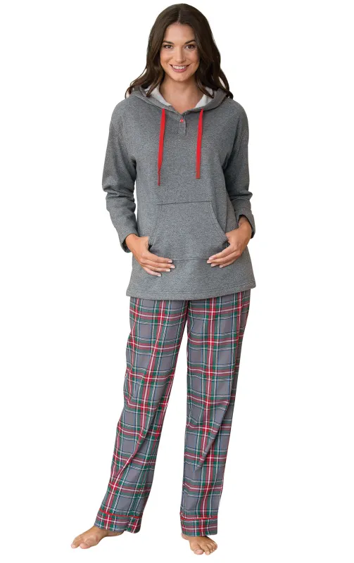Gray Plaid Hoodie & Pant Pajamas - Couples sold by Pajamagram