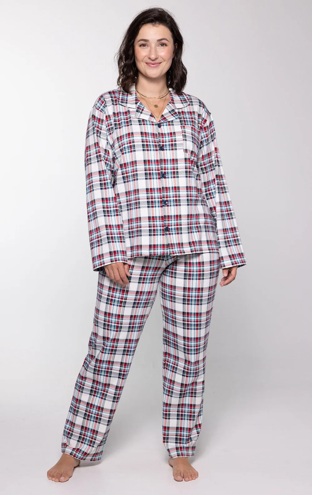 Hibernation Plaid Button-Front Pajamas - Pet & Owner sold by Pajamagram
