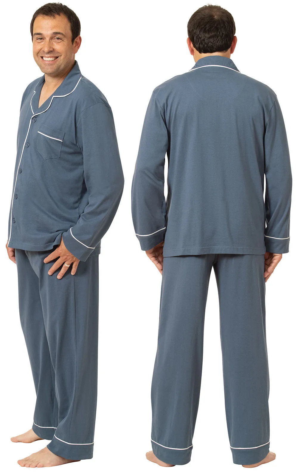 Solid Jersey Button-Front Men's Pajamas - Slate Blue - Final Sale sold by Pajamagram product image thumbnail 3
