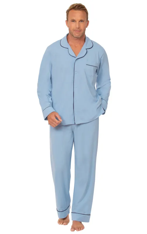 Solid Jersey Button-Front Men's Pajamas sold by Pajamagram