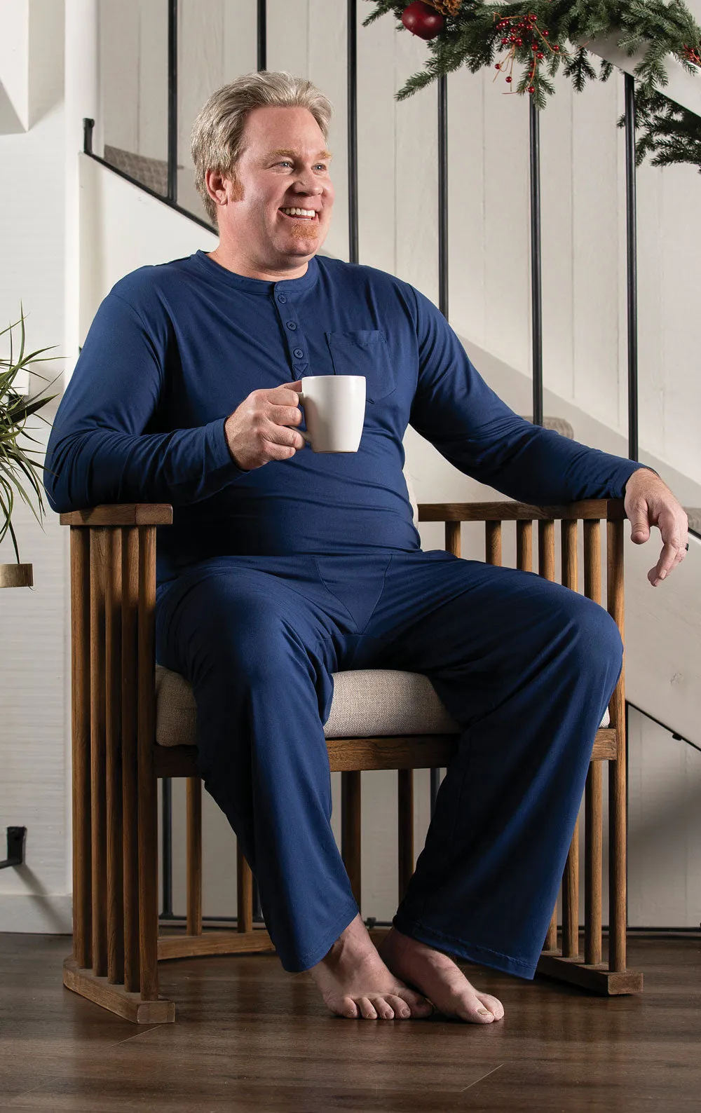 Comfort Club Henley Men's Pajamas - Couples sold by Pajamagram product image thumbnail 3