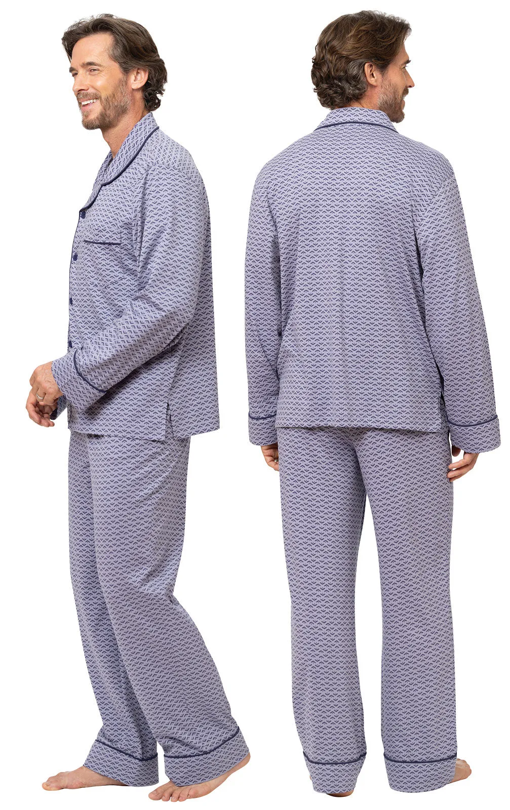 Printed Long Sleeve Button-Front Men's Pajamas sold by Pajamagram product image thumbnail 3
