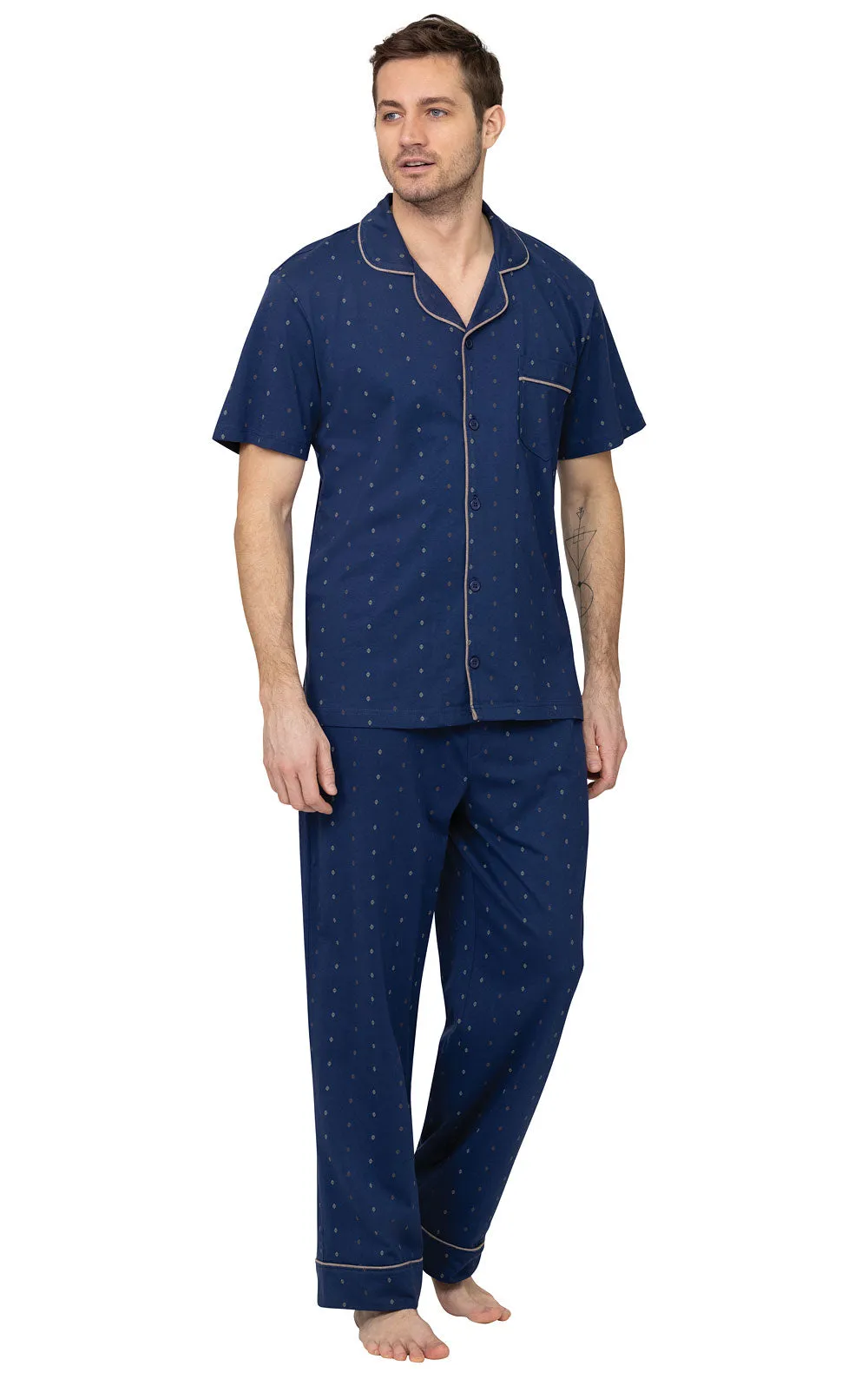 Printed Short Sleeve Button-Front Men's Pajamas- Final Sale sold by Pajamagram