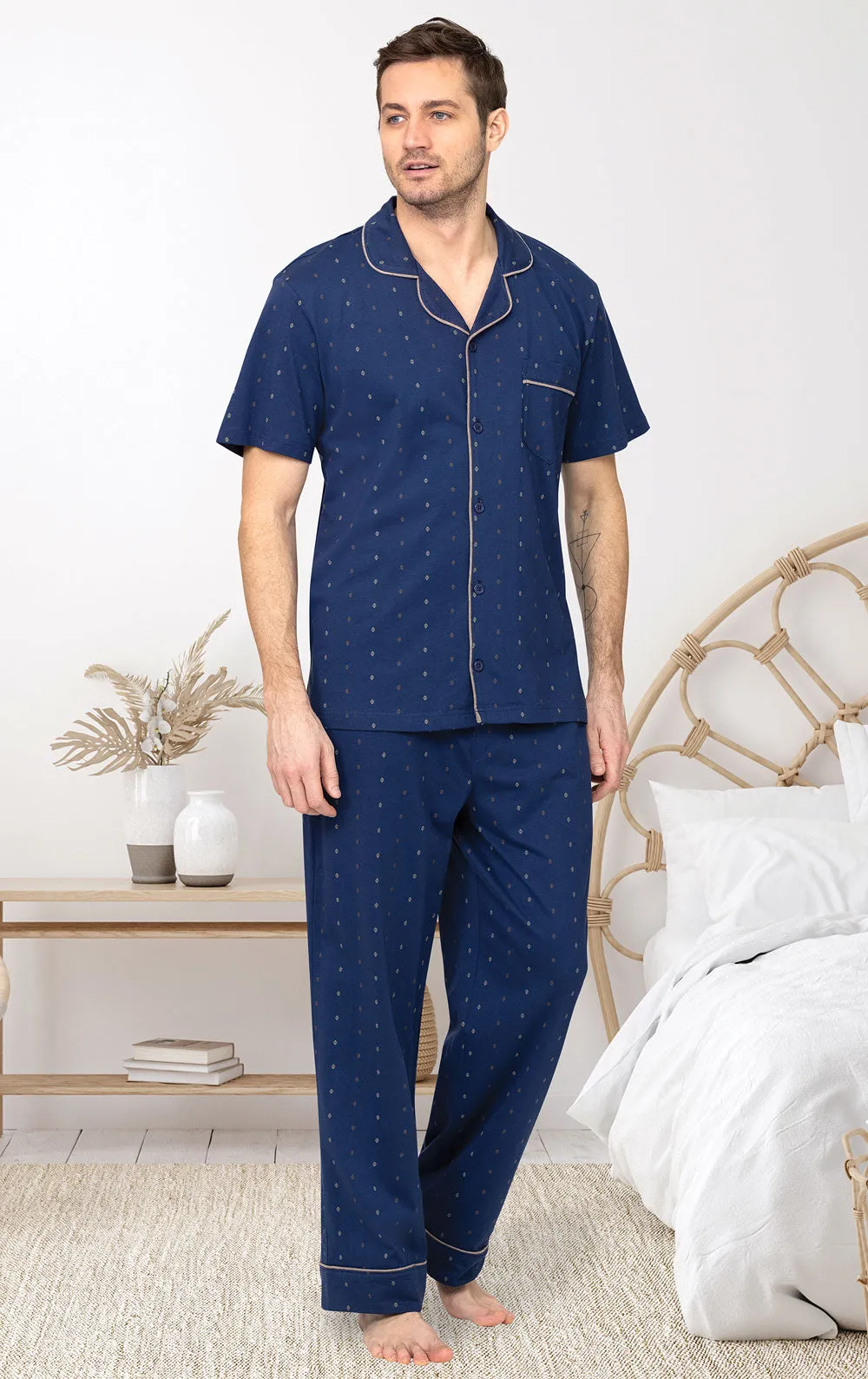 Printed Short Sleeve Button-Front Men's Pajamas- Final Sale sold by Pajamagram product image thumbnail 2