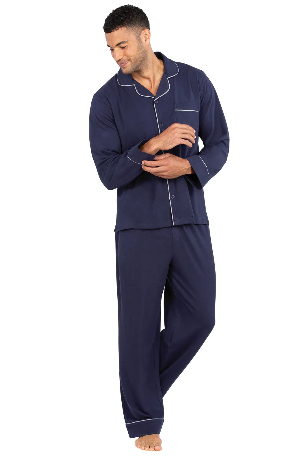Solid Jersey Button-Front Men's Pajamas sold by Pajamagram product image thumbnail 3