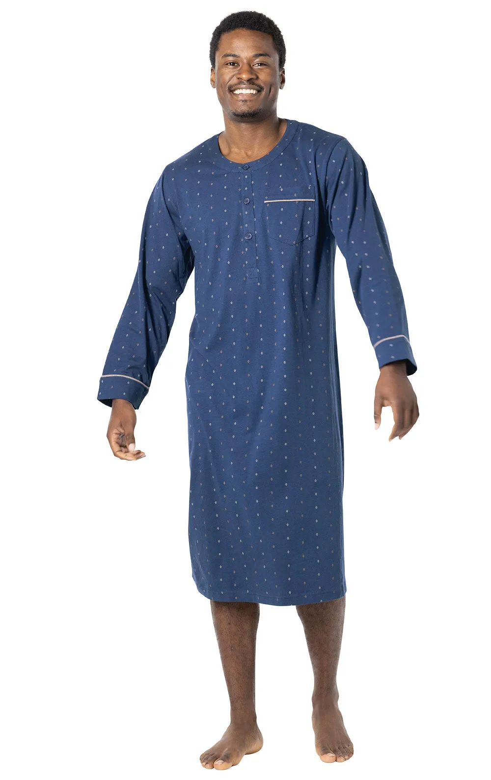 Printed Jersey Men's Nightshirt - Navy Geo sold by Pajamagram