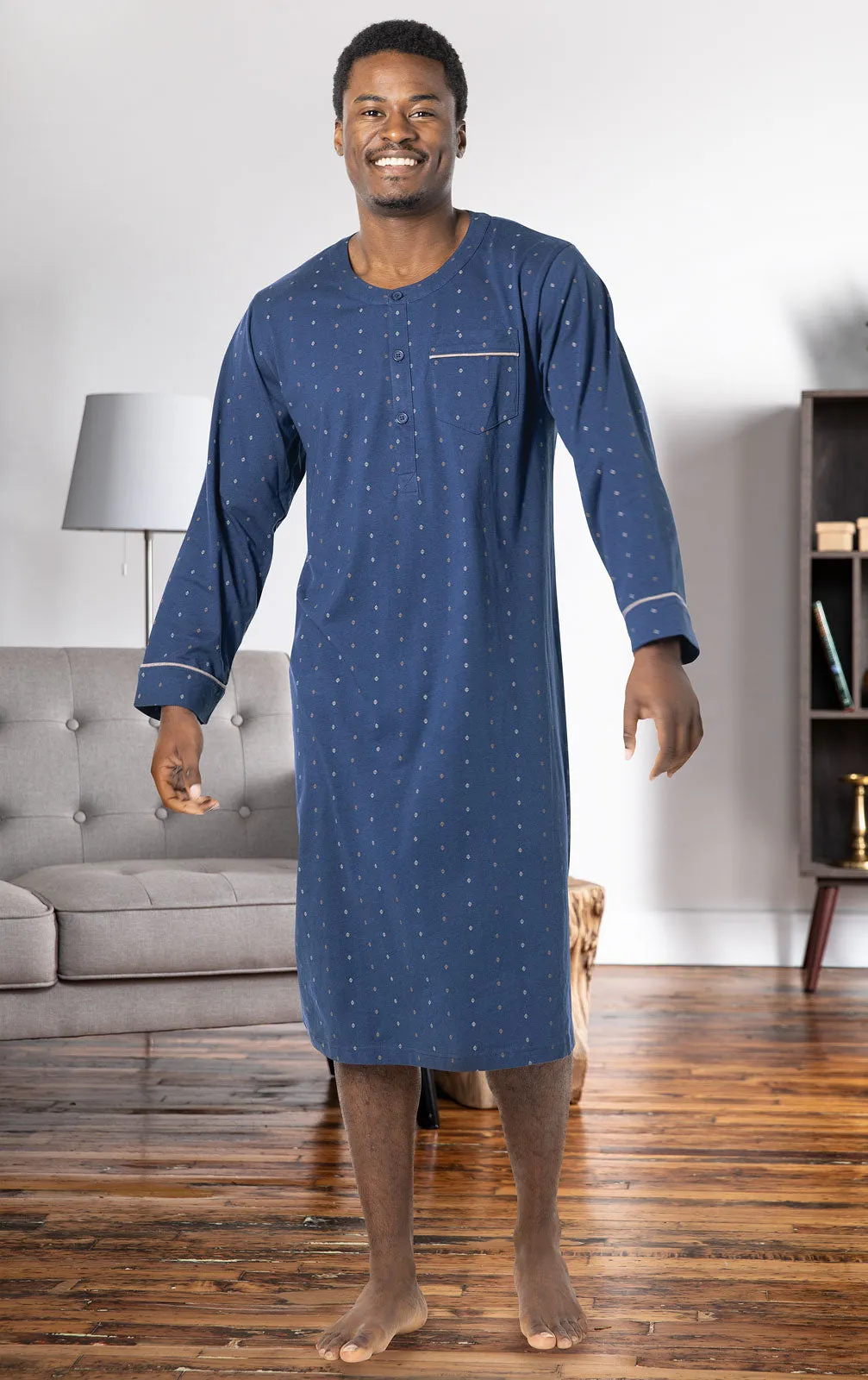 Printed Jersey Men's Nightshirt - Navy Geo sold by Pajamagram product image thumbnail 2