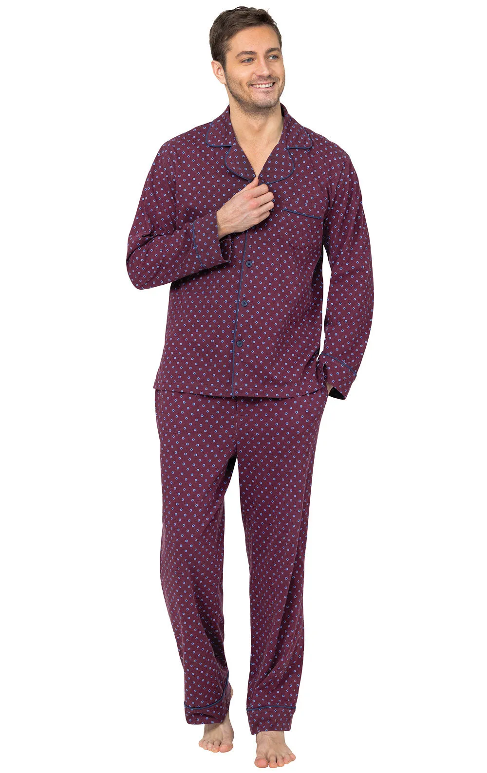 Printed Button-Front Men's Pajamas sold by Pajamagram