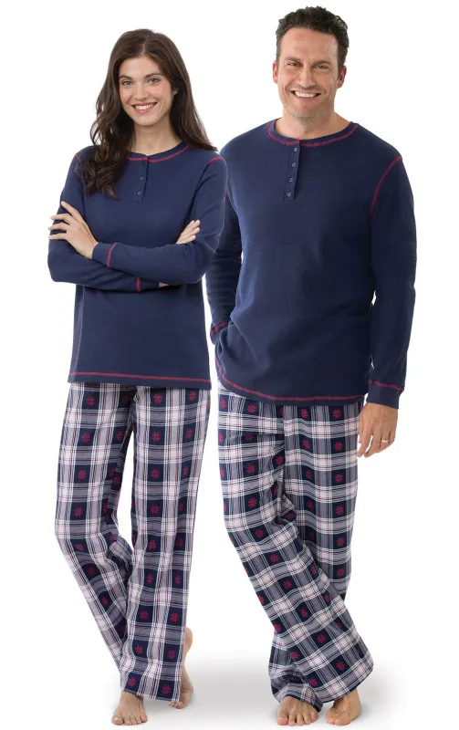 Snowfall Plaid Flannel Matching Couples Pajamas sold by Pajamagram
